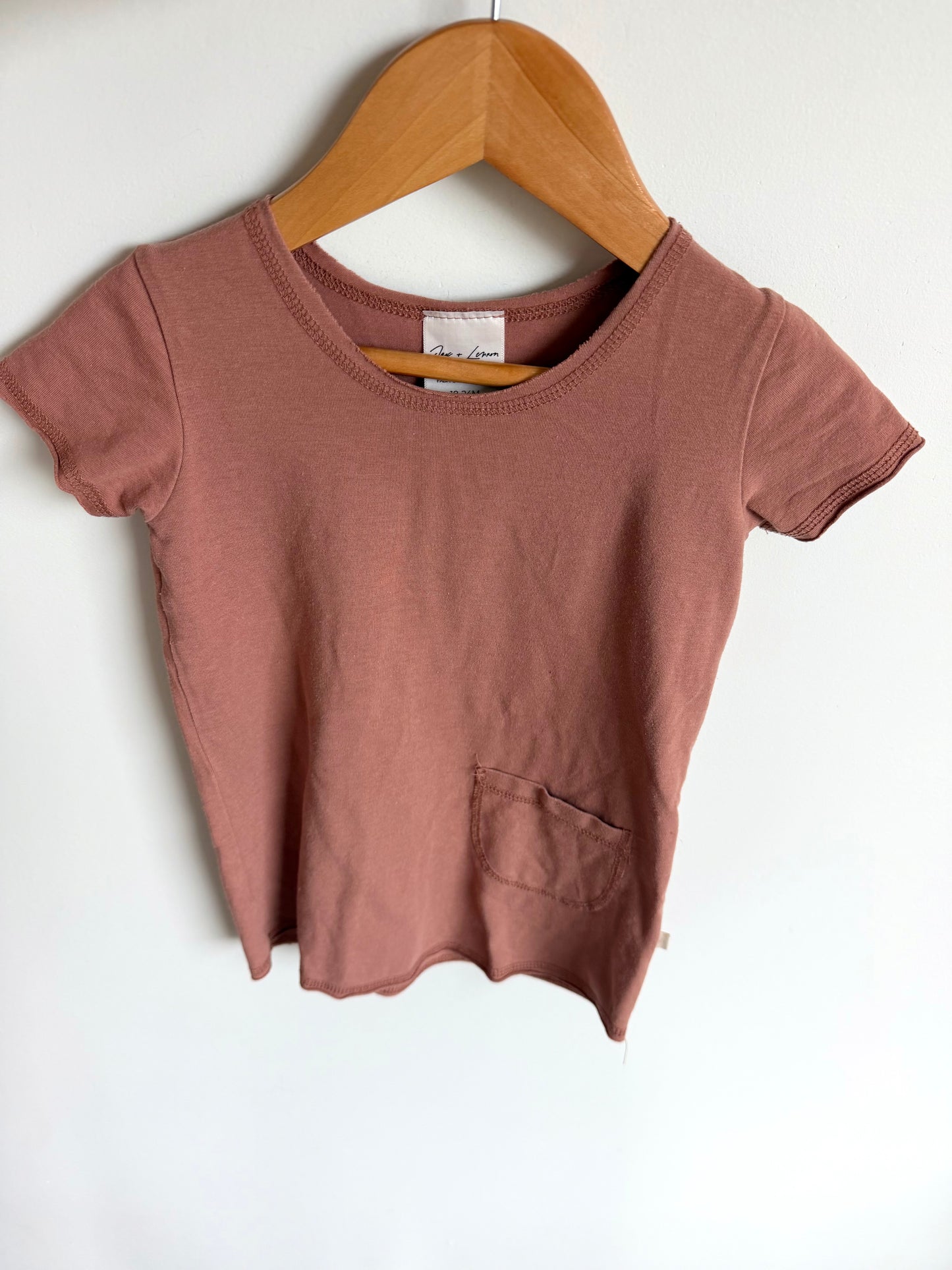 Jax + Lennon Bamboo Rust T-shirt Dress with Pocket / 18-24m