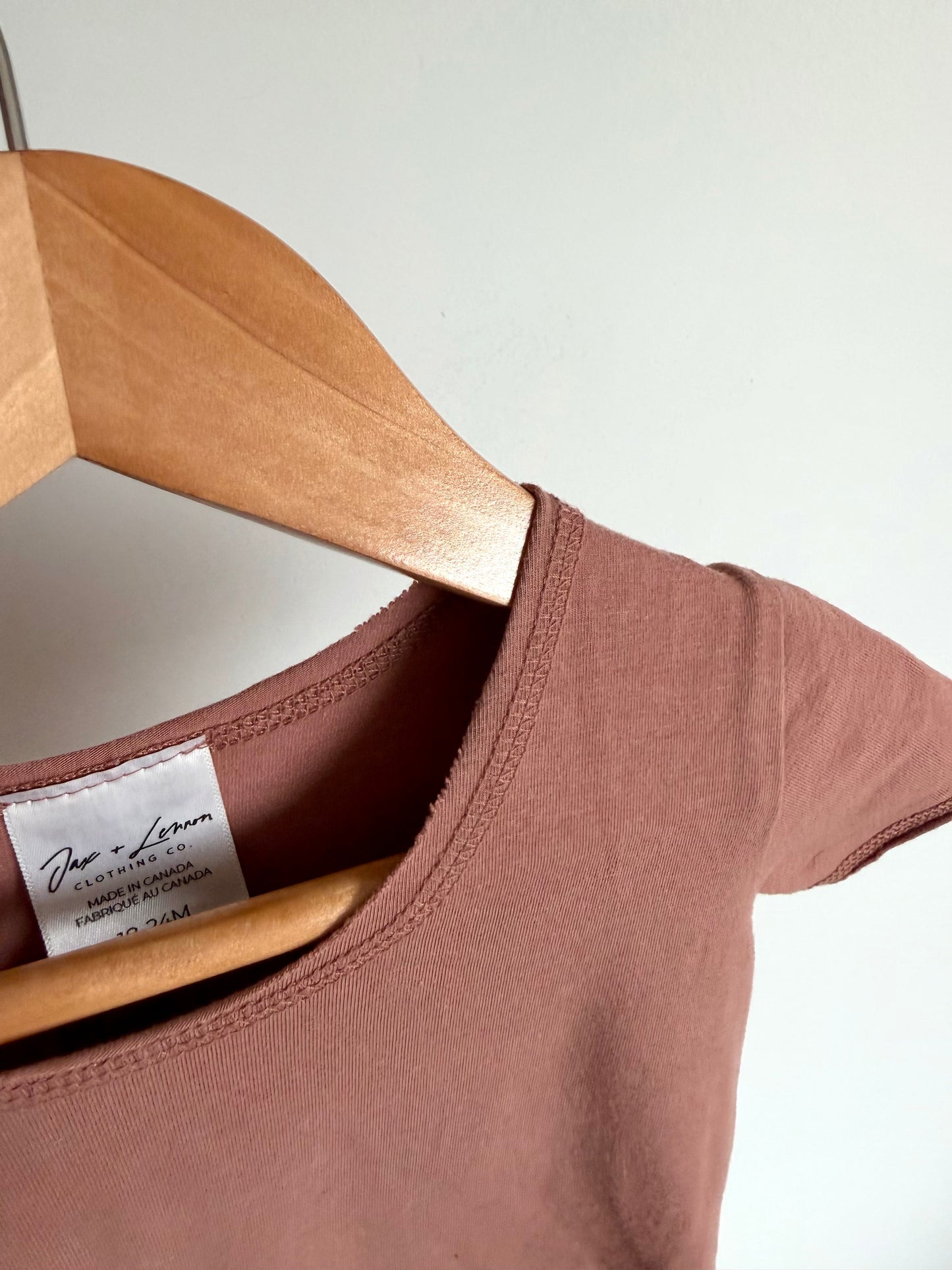 Jax + Lennon Bamboo Rust T-shirt Dress with Pocket / 18-24m