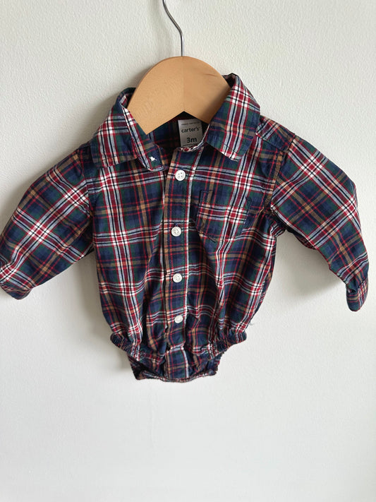 Dark Plaid Collared Bodysuit / 3m