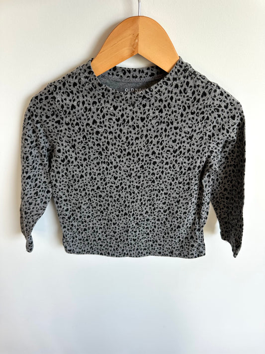 Heart Grey Animal Print Top / 3T