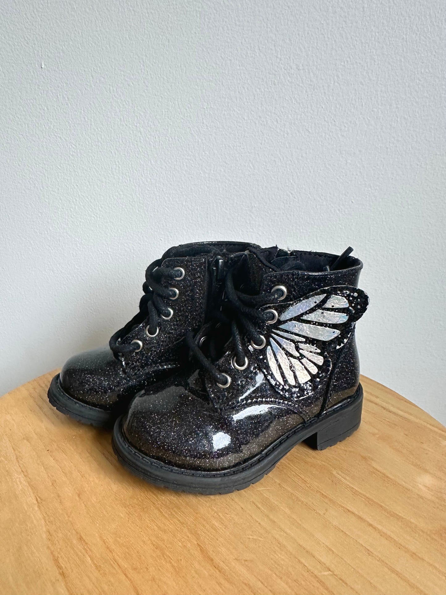 Black Butterfly Sparkle Boots / Size 5 Toddler