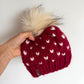 Handmade Heart Pom Pom Beanie / 12m