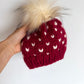 Handmade Heart Pom Pom Beanie / 12m