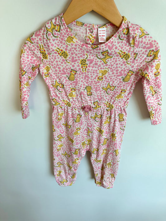 Lepoard Heart Long Sleeve Jumpsuit / 12-18m
