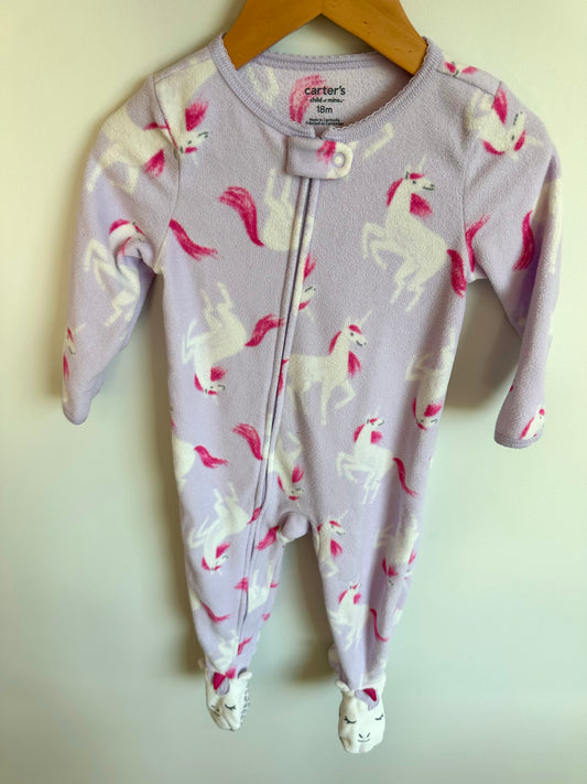 Unicorn Fleece Lilac Sleeper / 18m