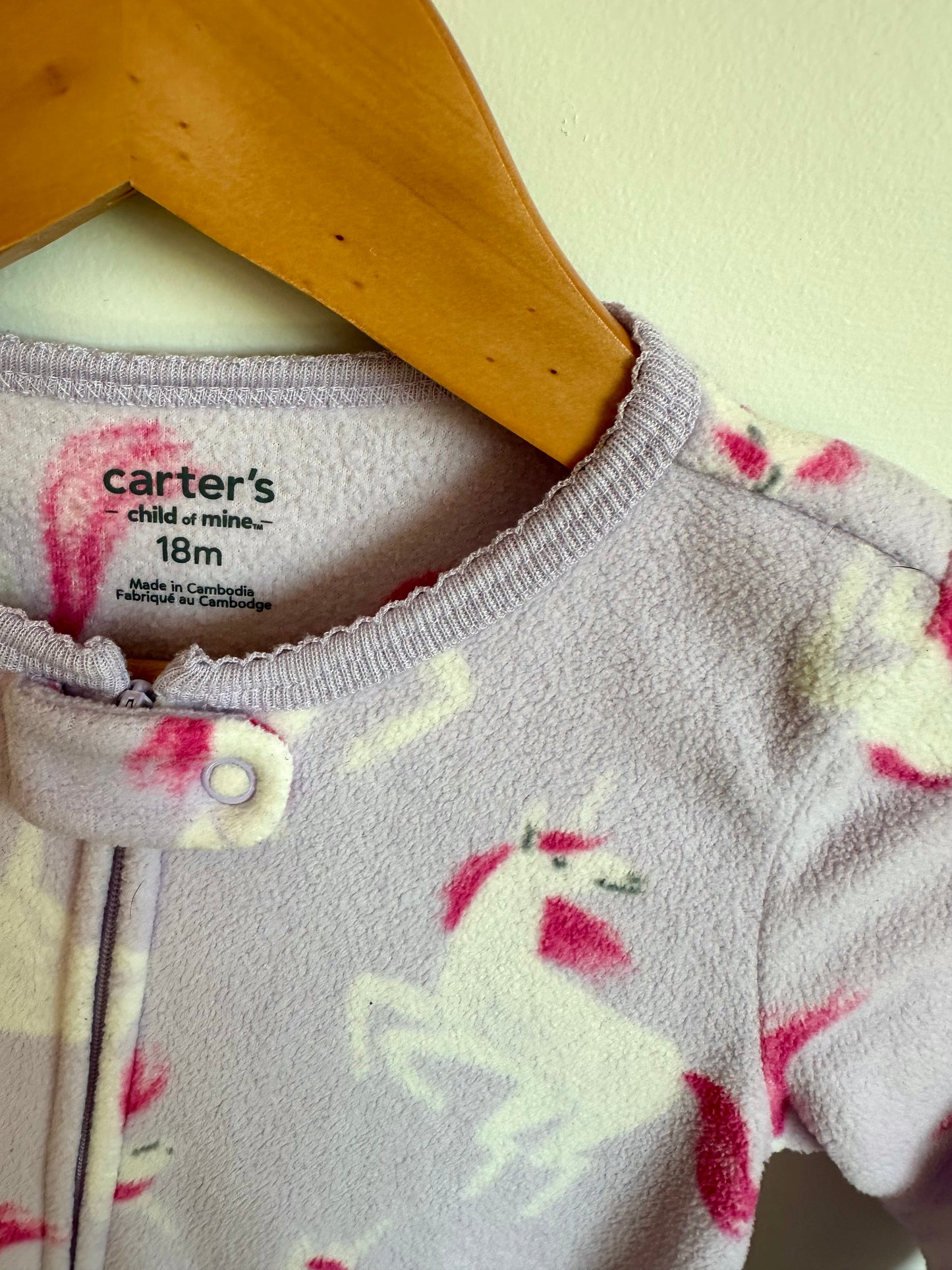 Unicorn Fleece Lilac Sleeper / 18m