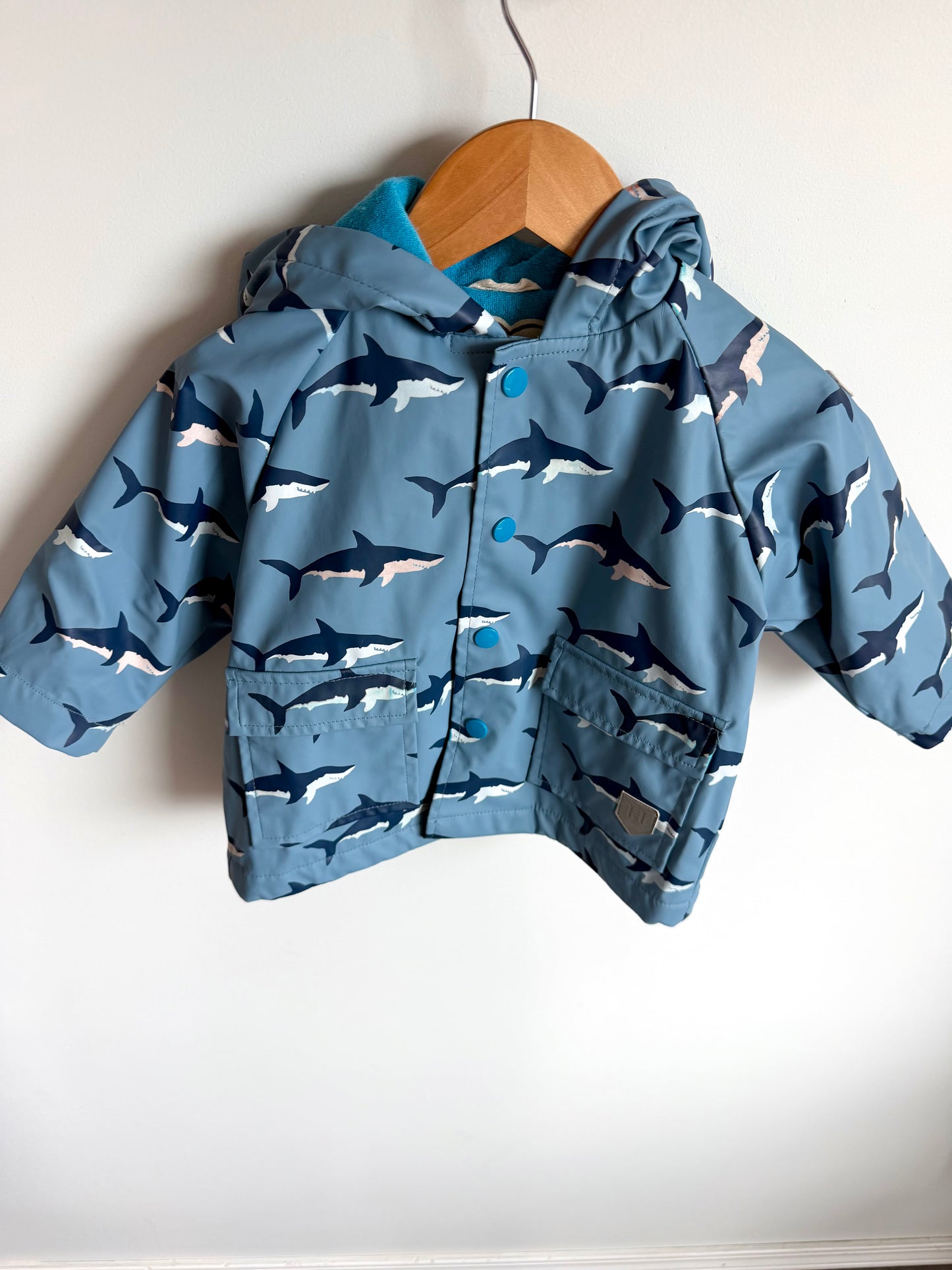 Hatley Colour Changing Blue Shark Rain Jacket / 12-18m