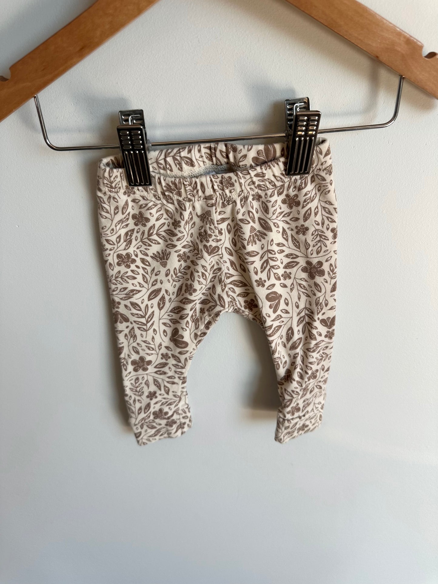 Jax + Lennon Neutral Floral Bamboo Leggings / 0m