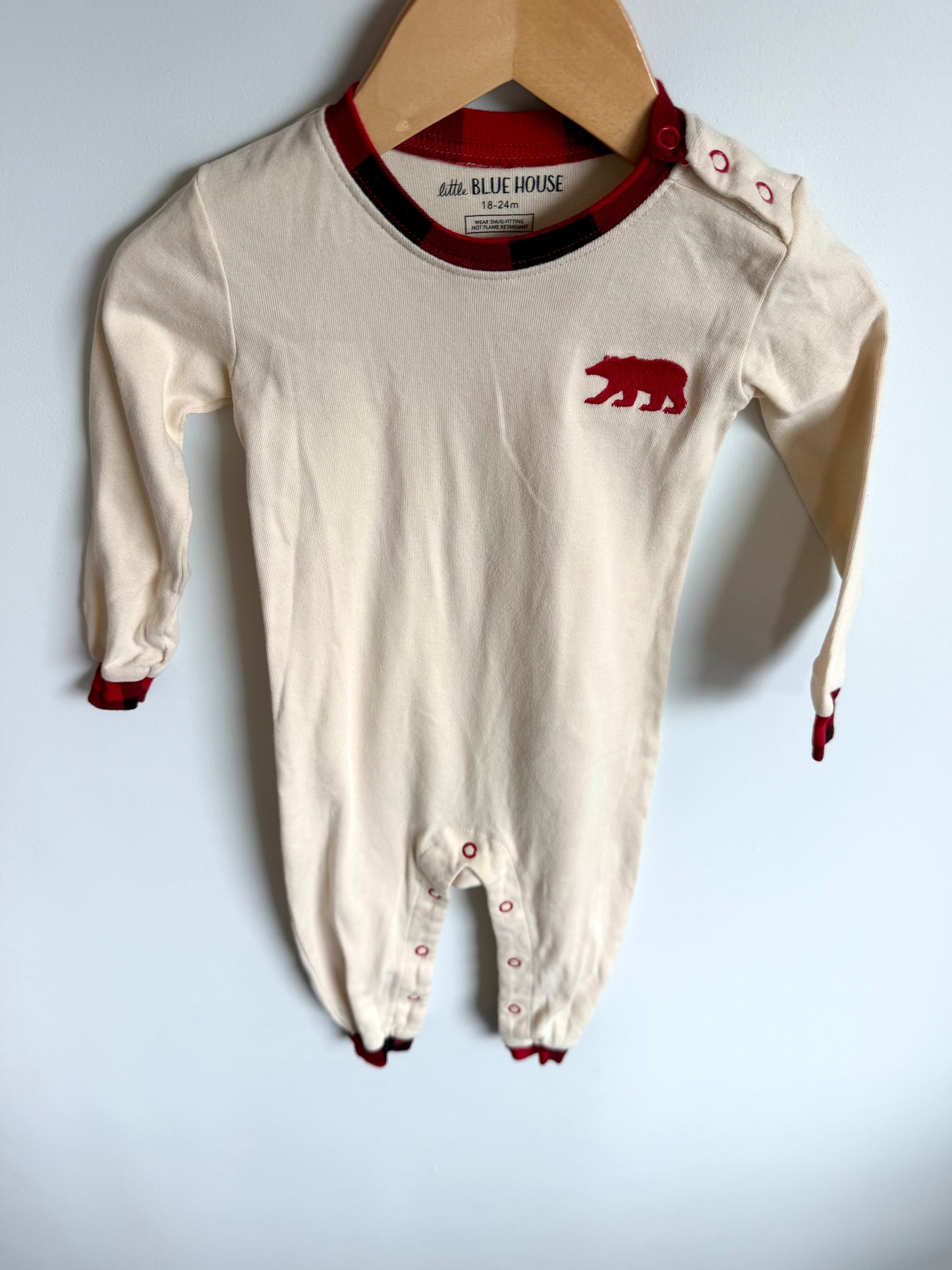 Cream Red Bear Sleeper / 18-24m