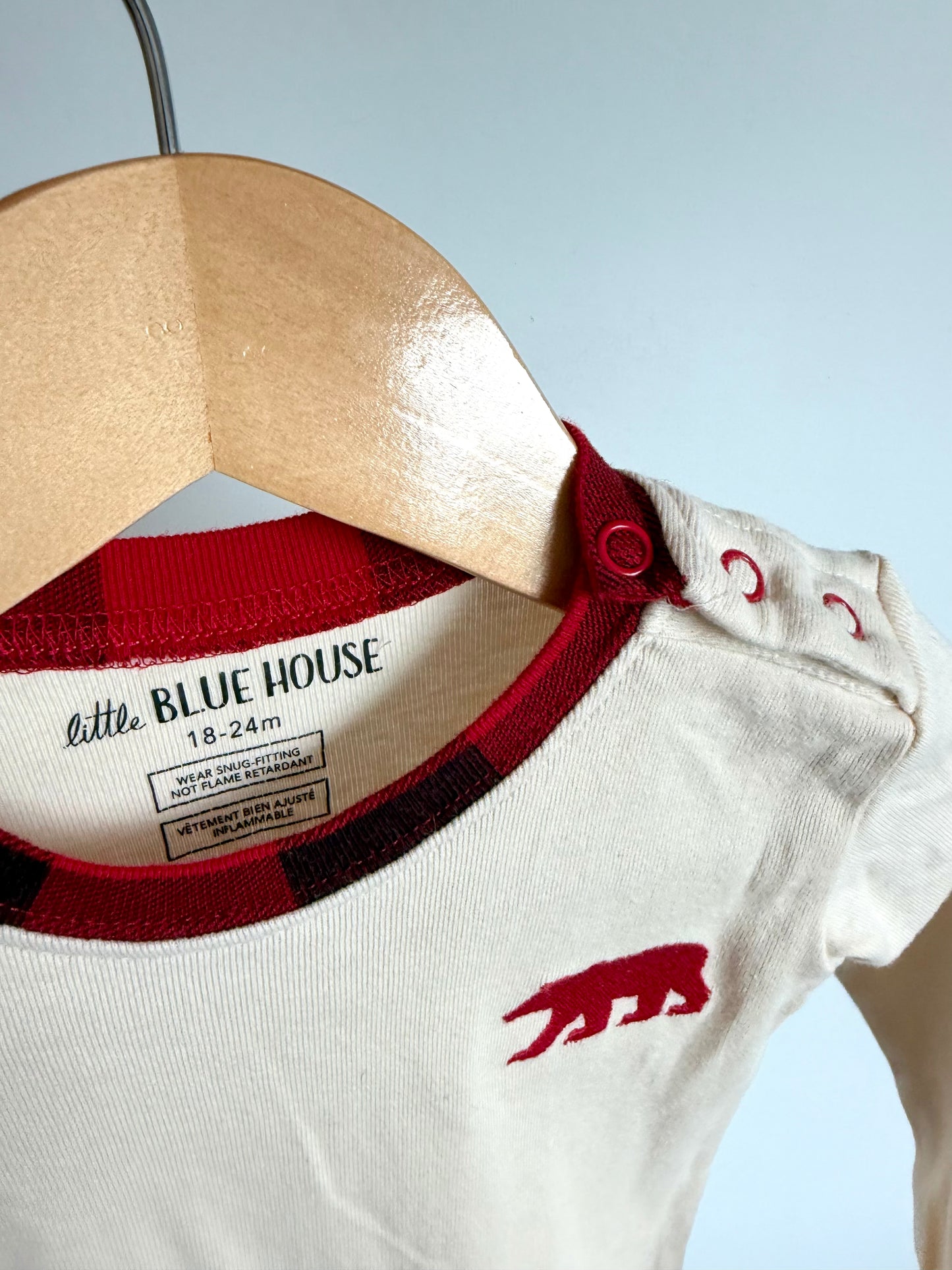 Cream Red Bear Sleeper / 18-24m