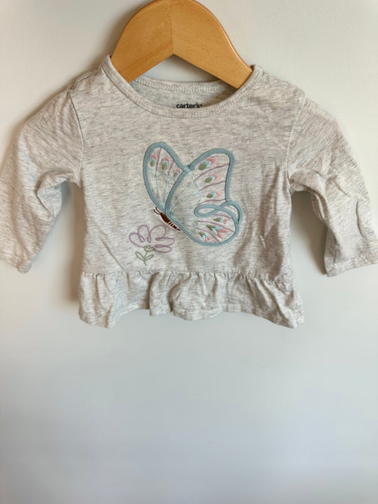 Butterfly Grey Long Sleeve Top / 18m