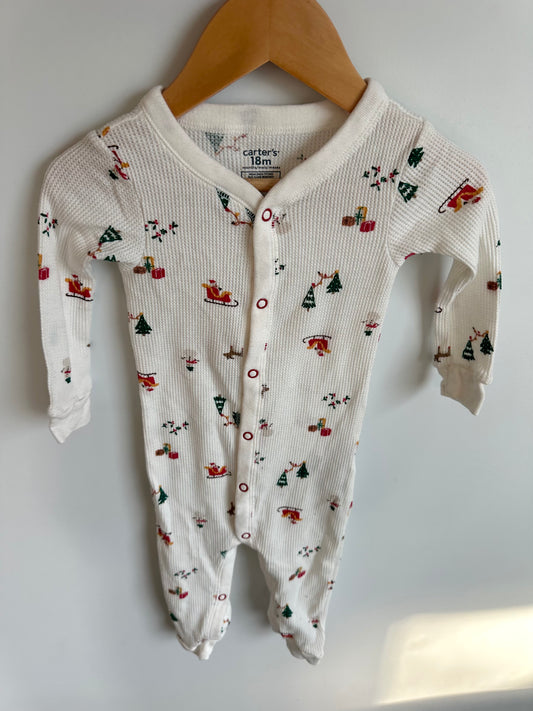 Waffle Knit Santa Sleeper / 18m