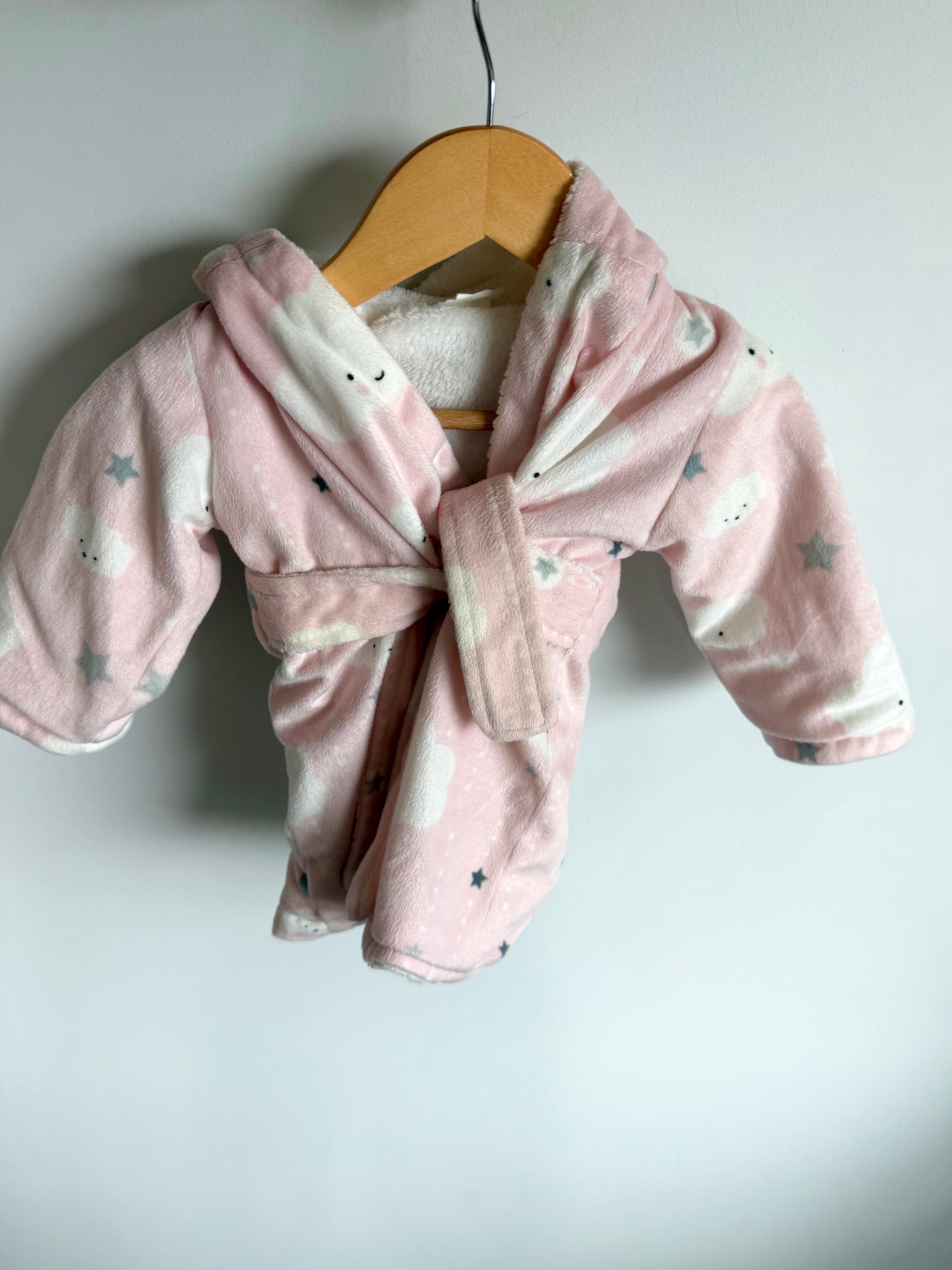 Pink Hooded Cloud Robe / 12m+