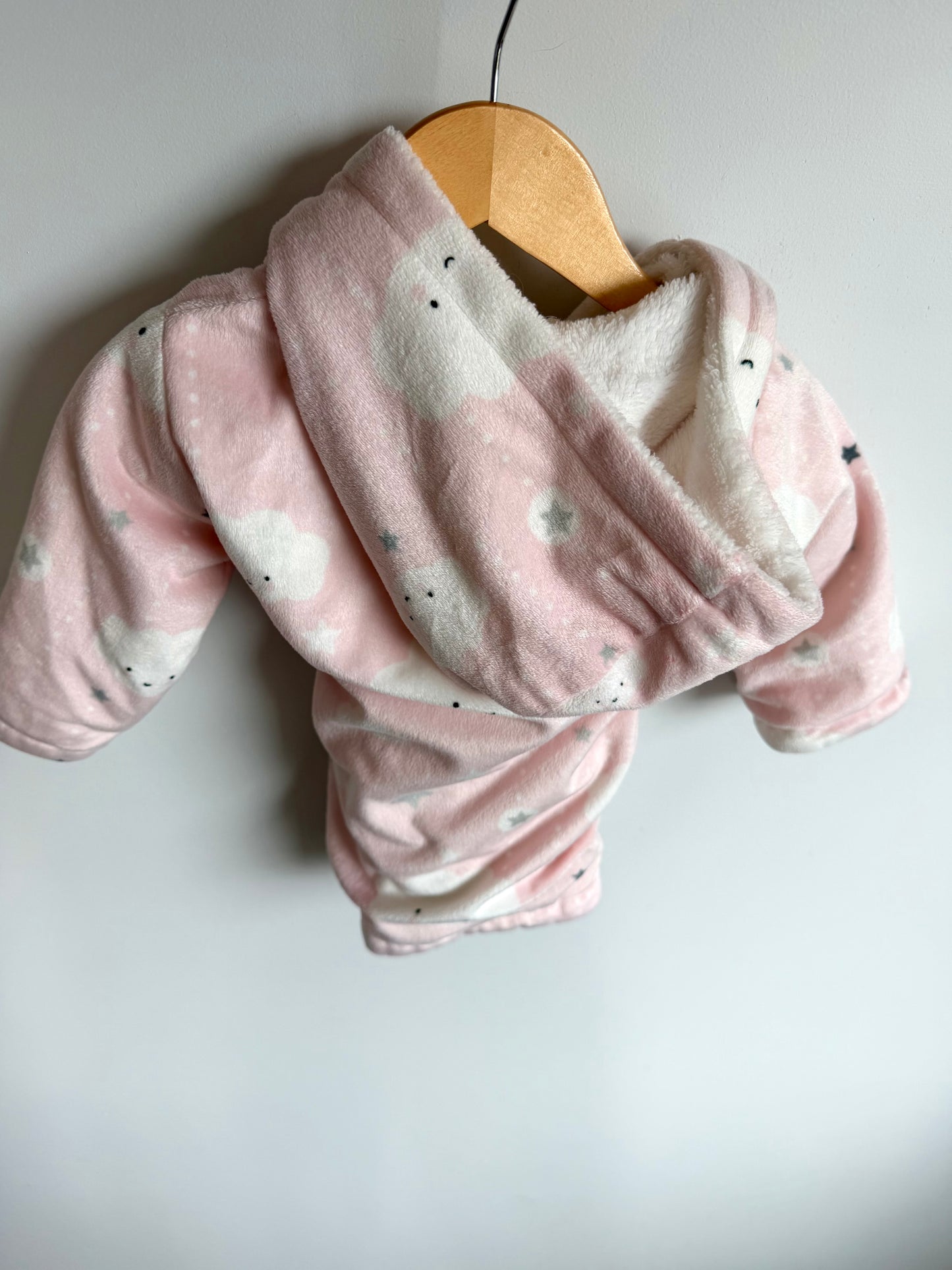 Pink Hooded Cloud Robe / 12m+