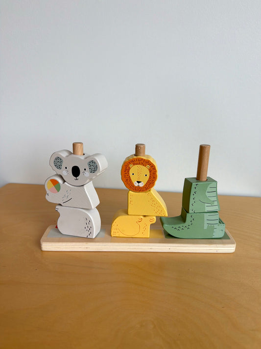 Wooden Stack & Sort Animals Toy Set (No Shipping)