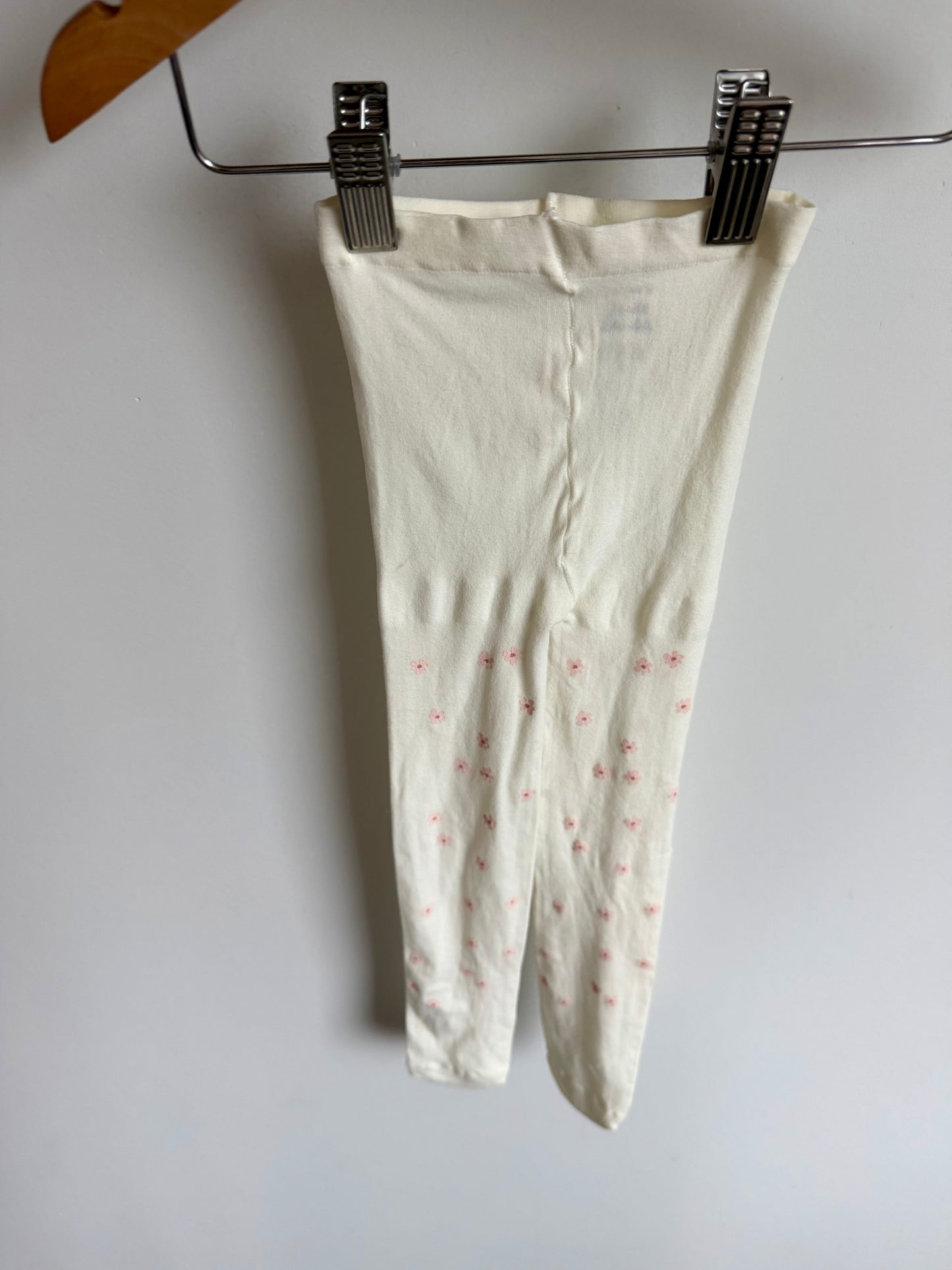 Pink Flowers Cream Tights / 2-4T