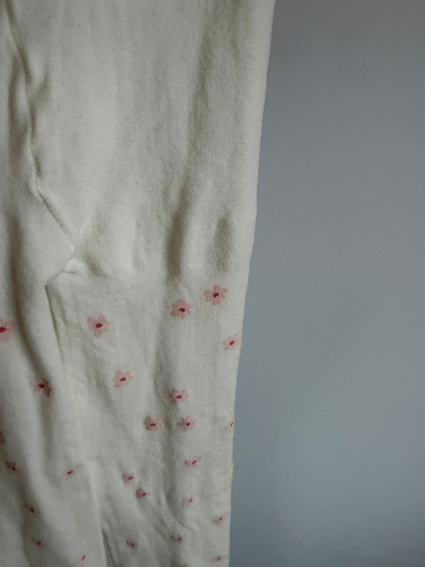 Pink Flowers Cream Tights / 2-4T
