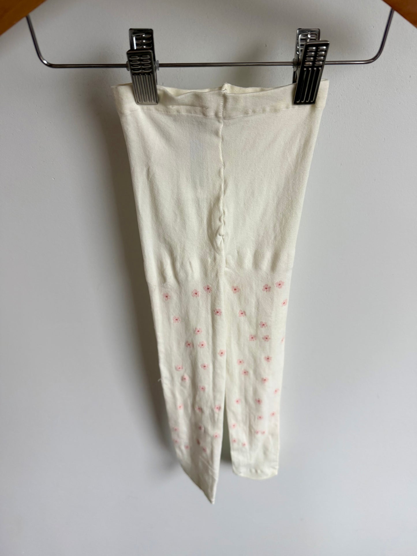 Pink Flowers Cream Tights / 2-4T