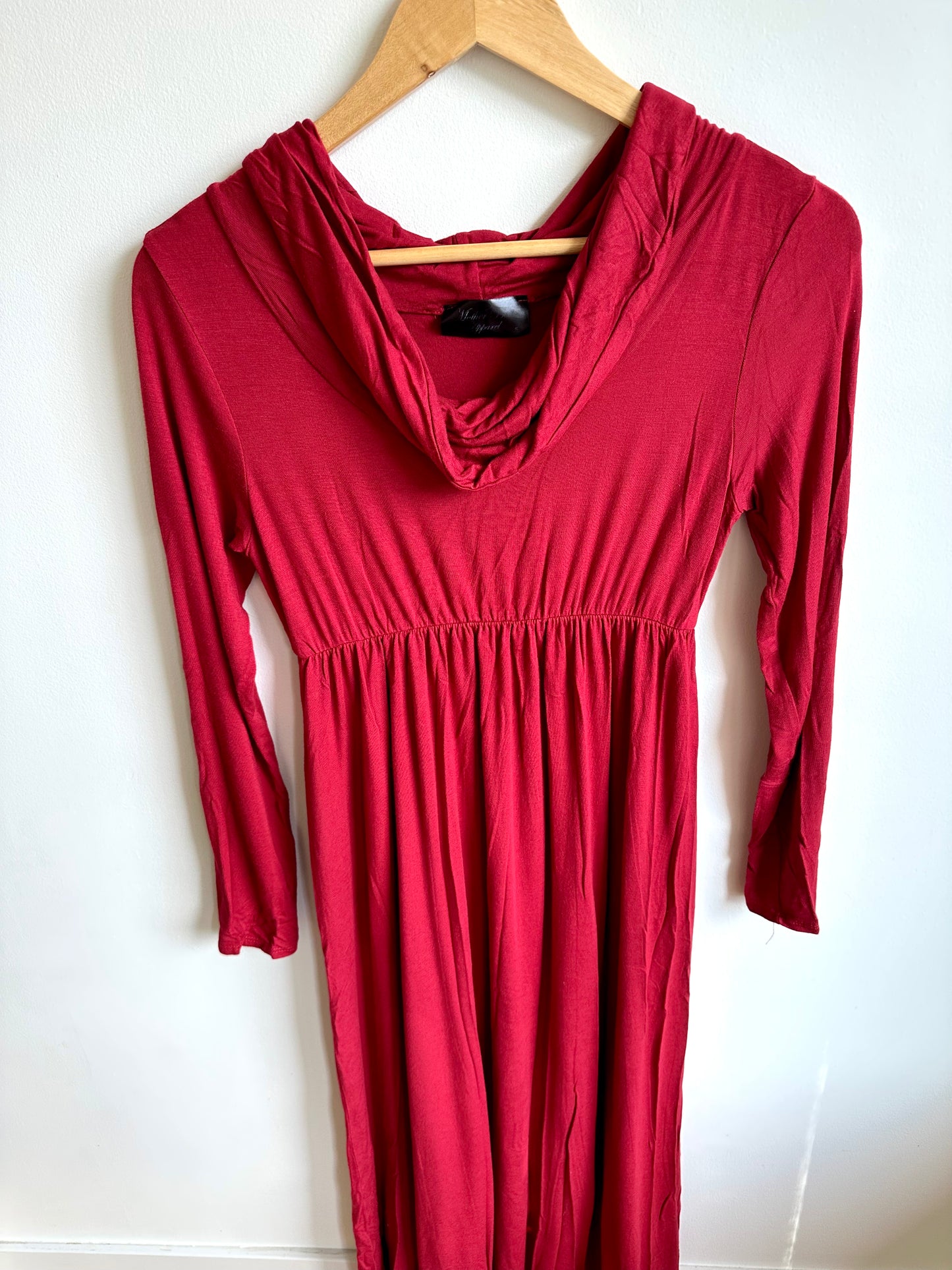 Crimson Floor Length Rayon Maternity Dress / Small