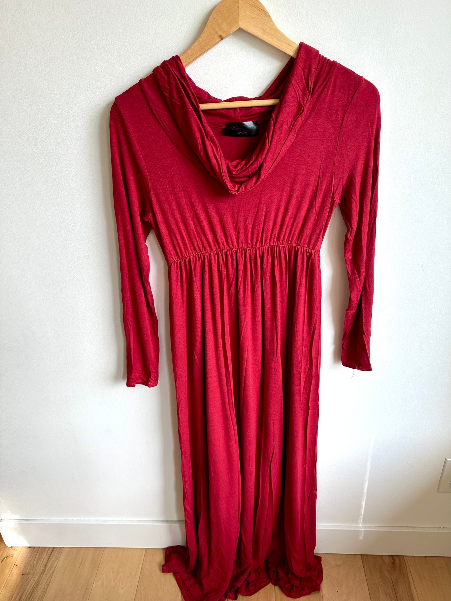 Crimson Floor Length Rayon Maternity Dress / Small