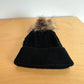 Black Knit Toque with Pom Pom / 0-6m