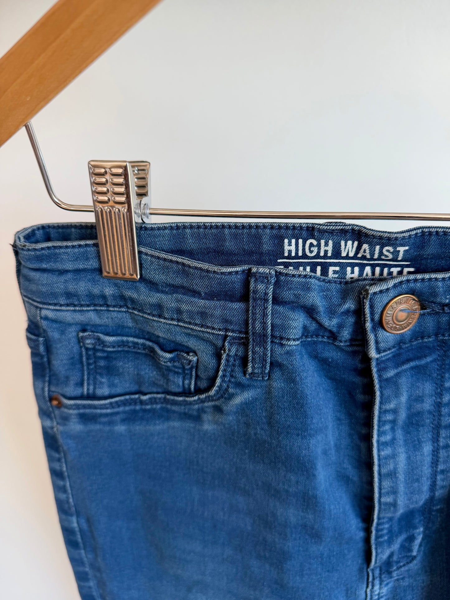 High Waist Stretch Jean Like Pants / 12-13 years