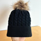 Black Knit Toque with Pom Pom / 0-6m
