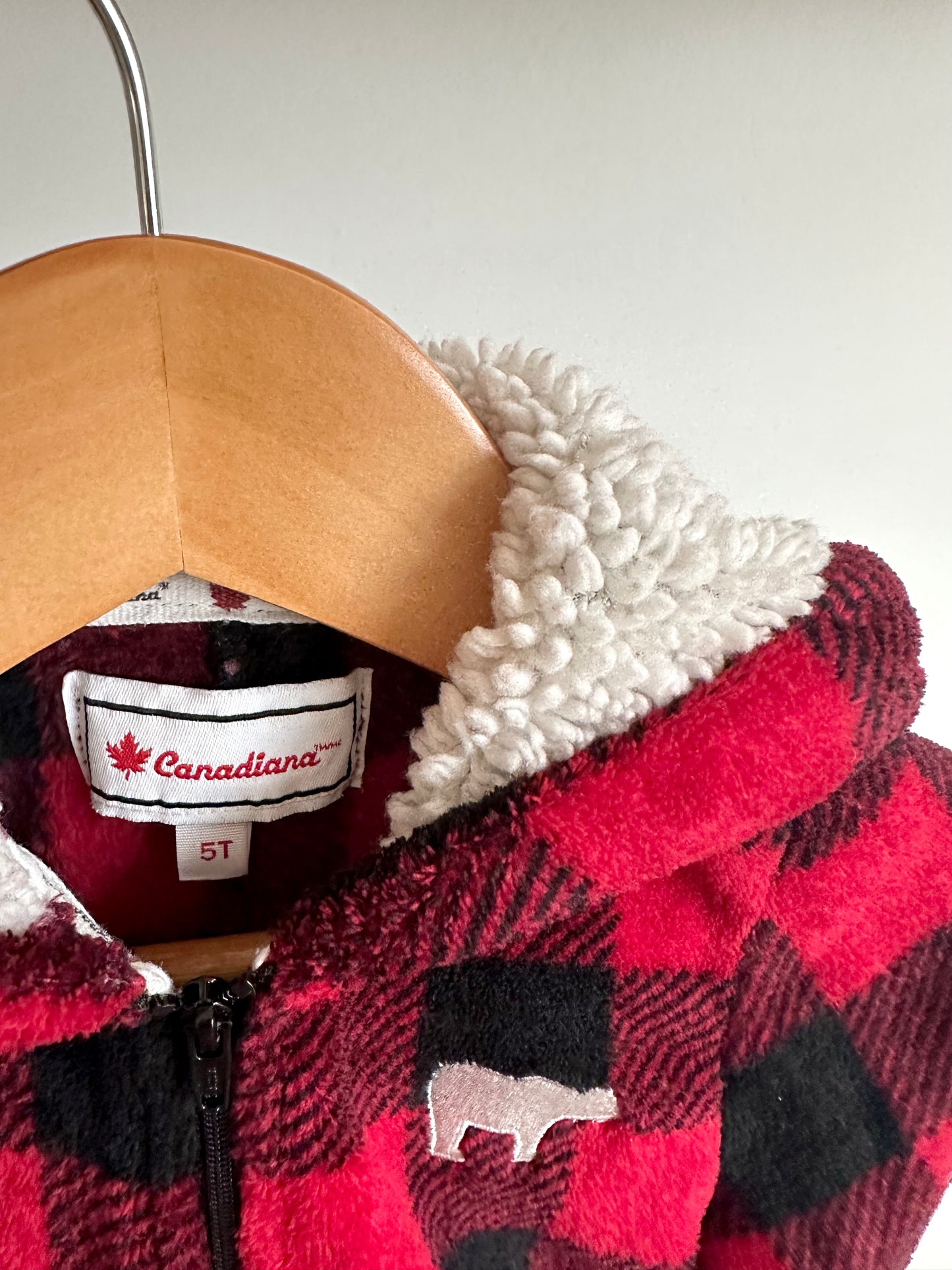 Fleece Buffalo Plaid Hooded Jumpsuit / 4-5 years