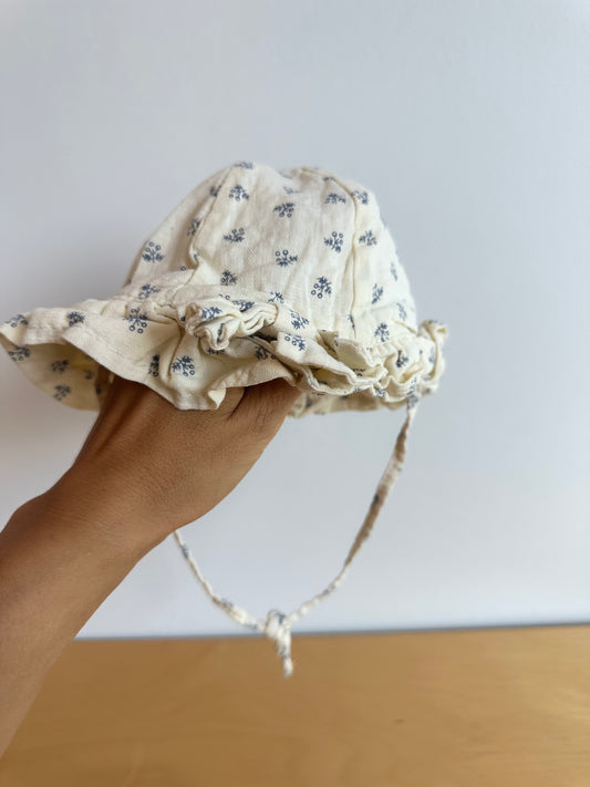 Yellow Floral Sun Hat with Chin Strap / 0-3m
