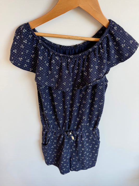Navy Floral Romper / 7-8 years