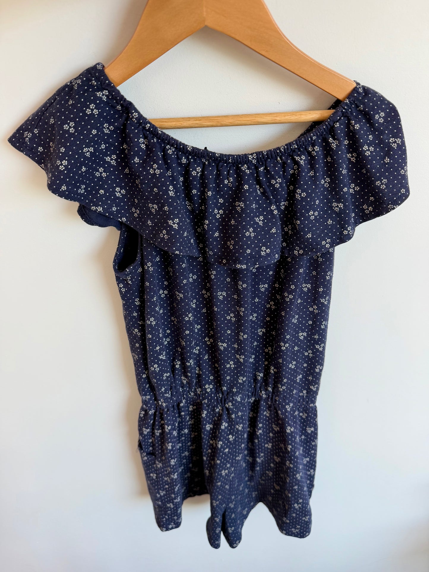 Navy Floral Romper / 7-8 years