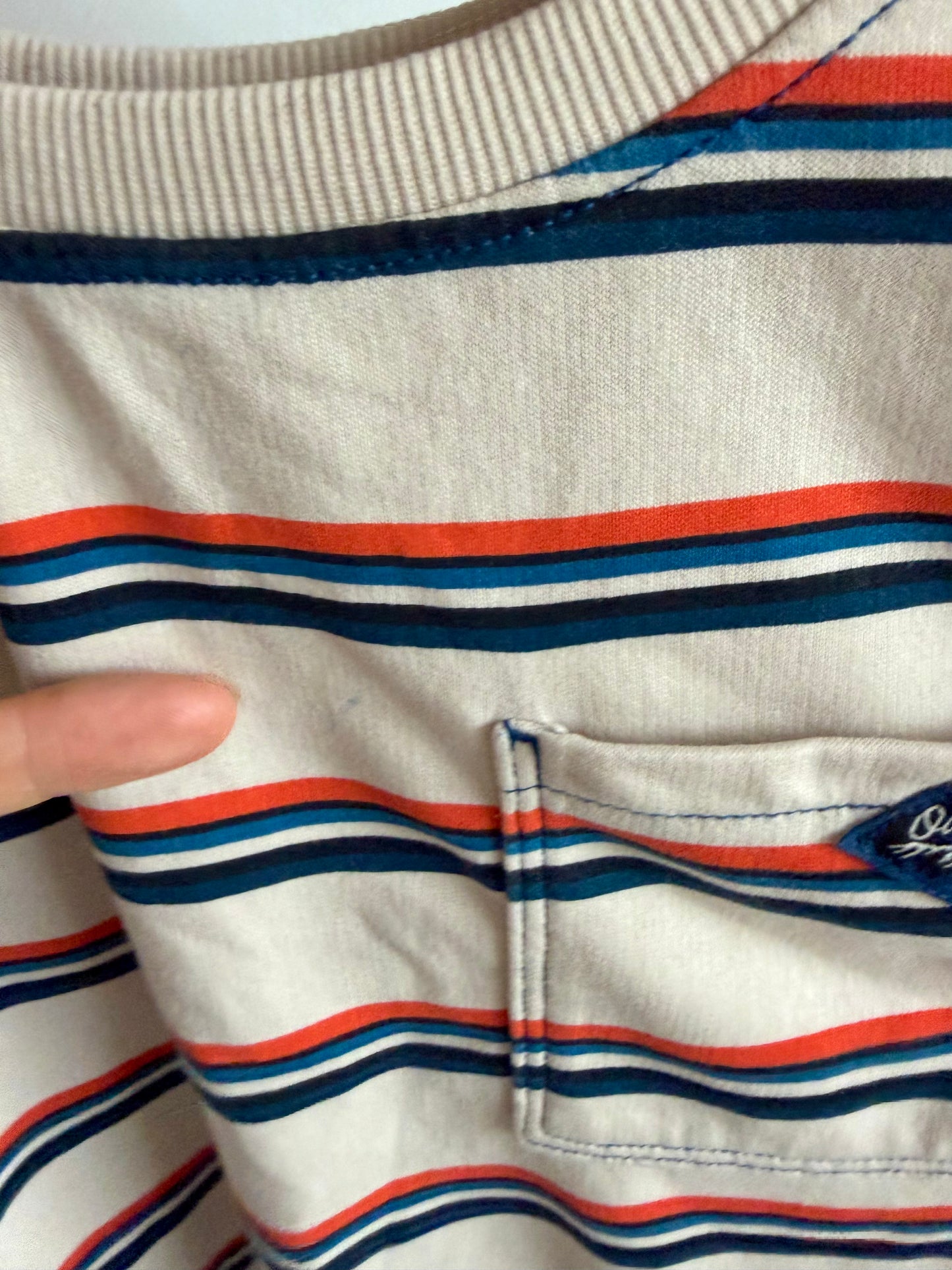 Retro Striped Long Sleeve Pocket Top / 4T