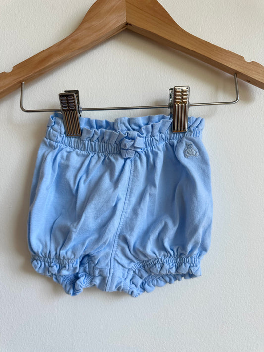 Periwinkle Ruffle Shorts / 3-6m