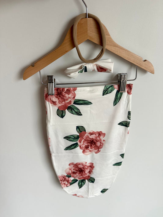 Rouge Swaddle Cocoon + Headband / 0-1m