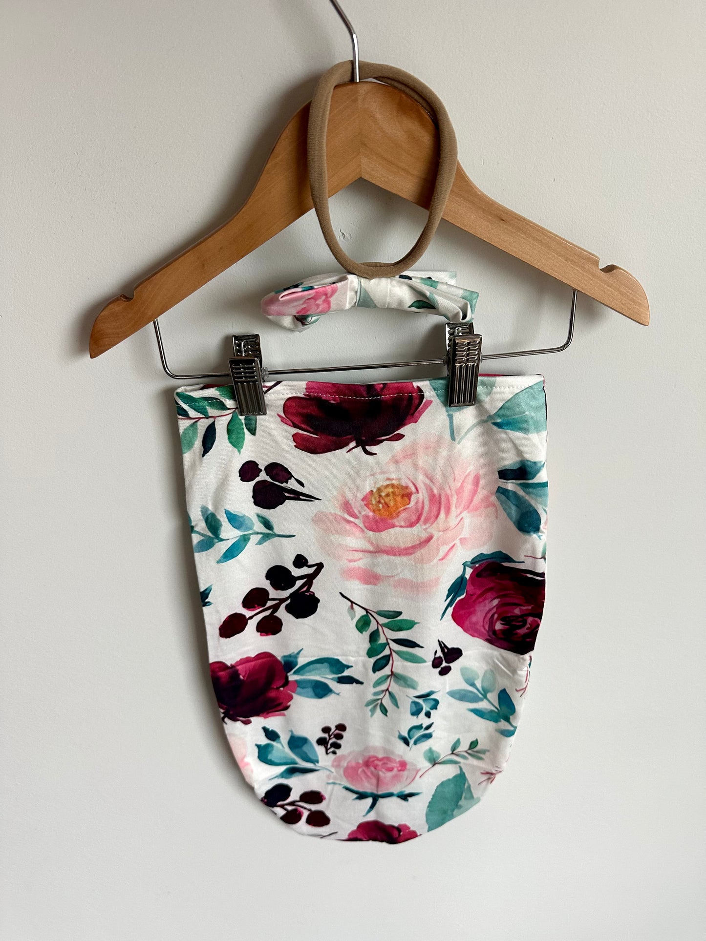 Flowers with Leaves Swaddle Cocoon + Headband / 0-1m