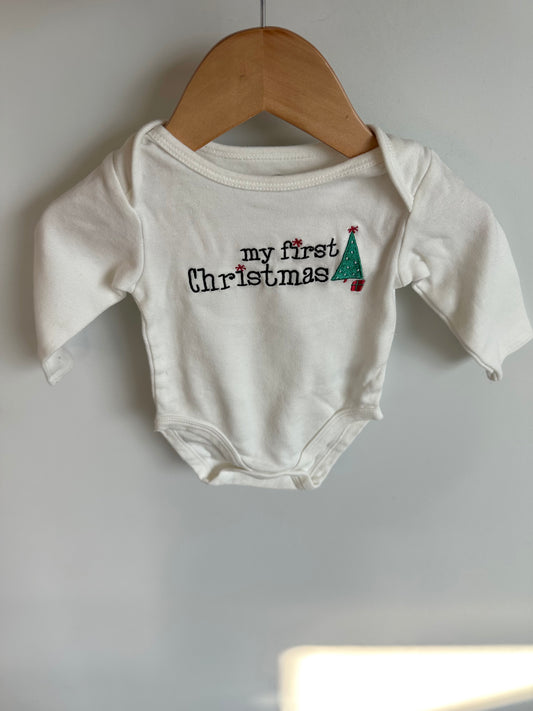 White Organic My First Christmas Red Bodysuit / 3-6m
