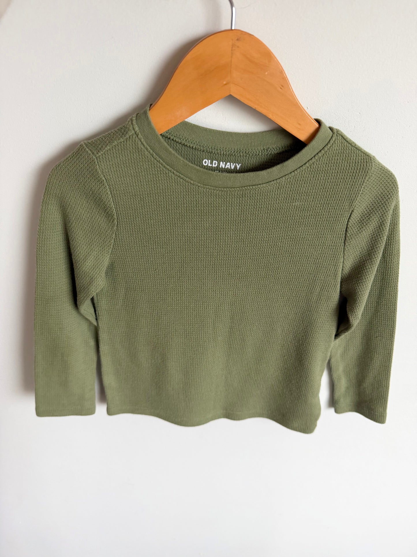 Olive Waffle Top / 3-4T