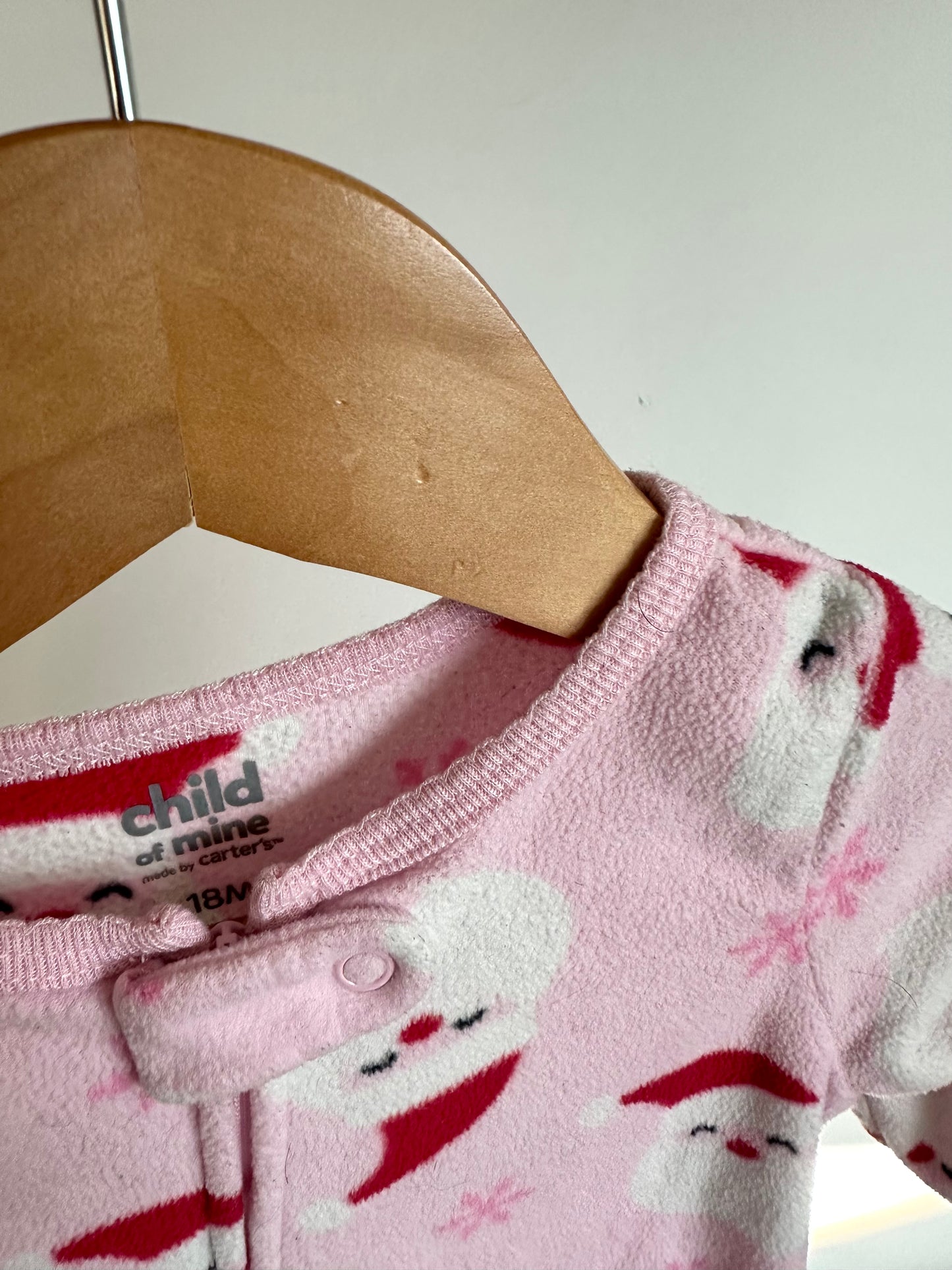 Pink Fleece Santa Sleeper / 18m