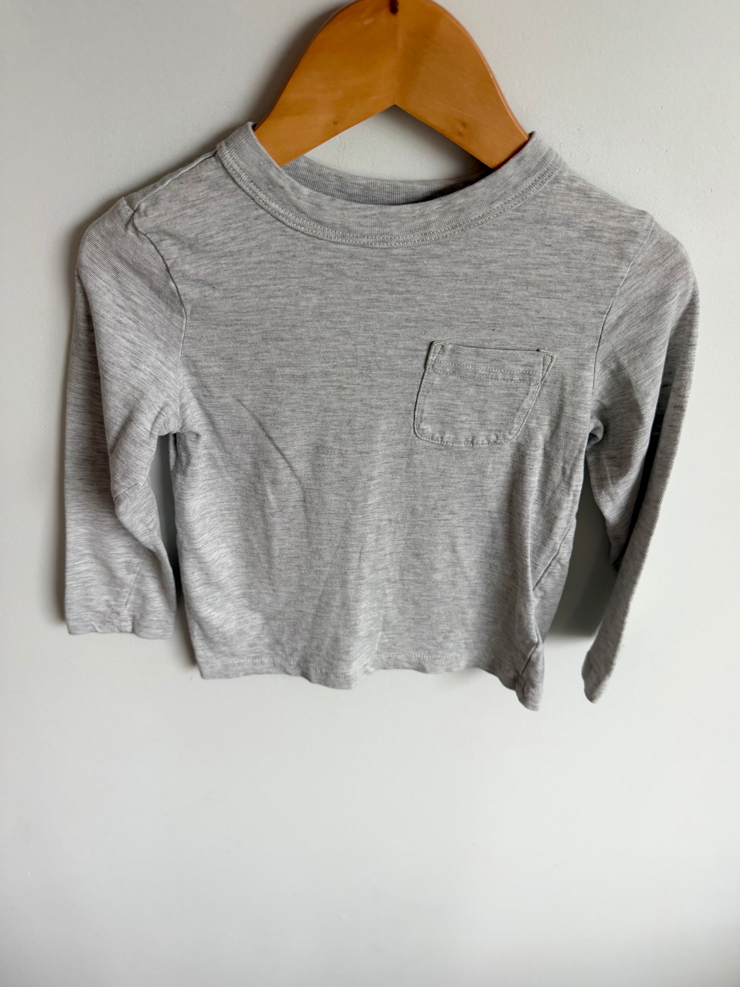 Grey Pocket Long Sleeve Top / 3T