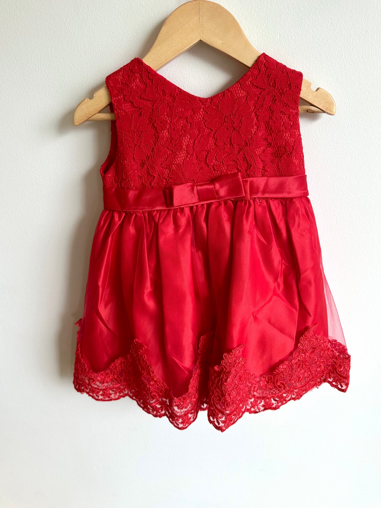 Red Lace Dress with Bow / 24m?