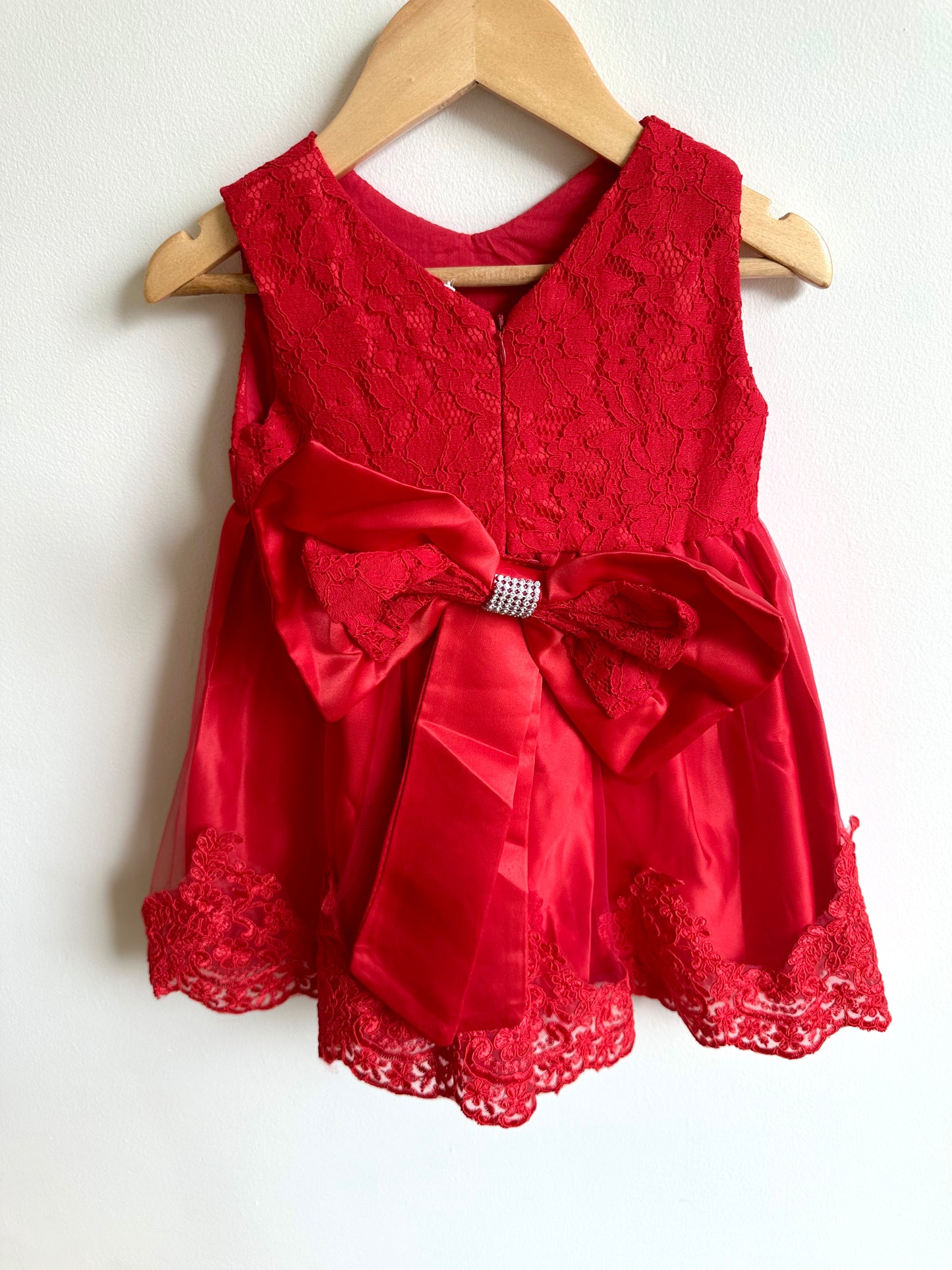 Red Lace Dress with Bow / 24m?