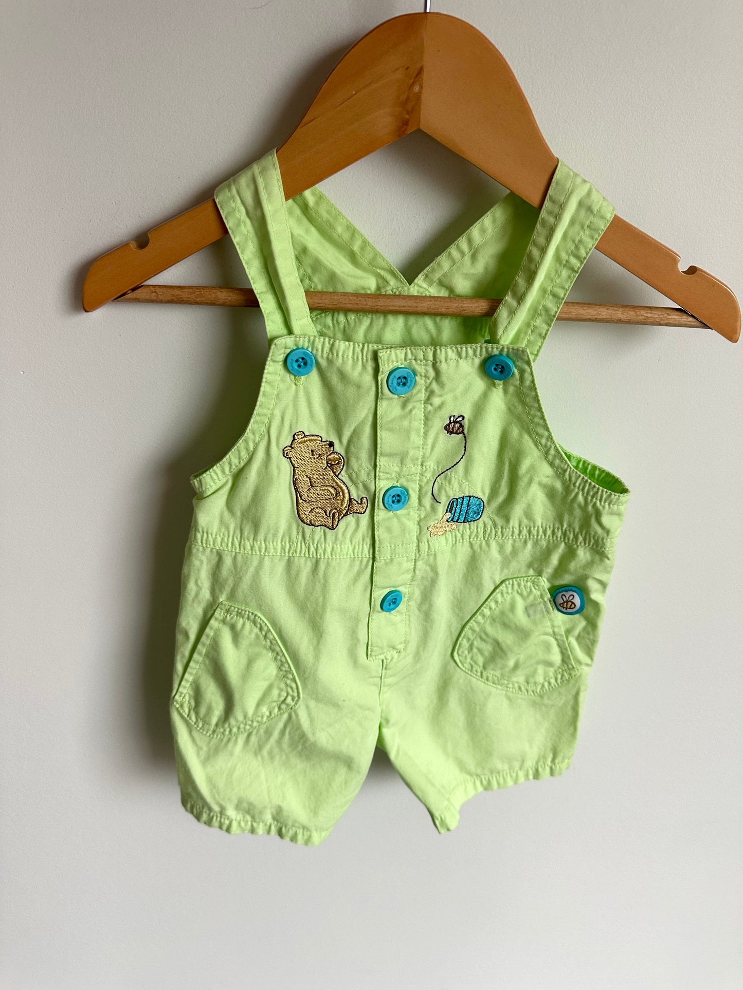 Pooh Green Short Overalls / 9m
