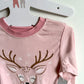 Pink Reindeer PJ Top + Bottoms (With Tags) / 2T