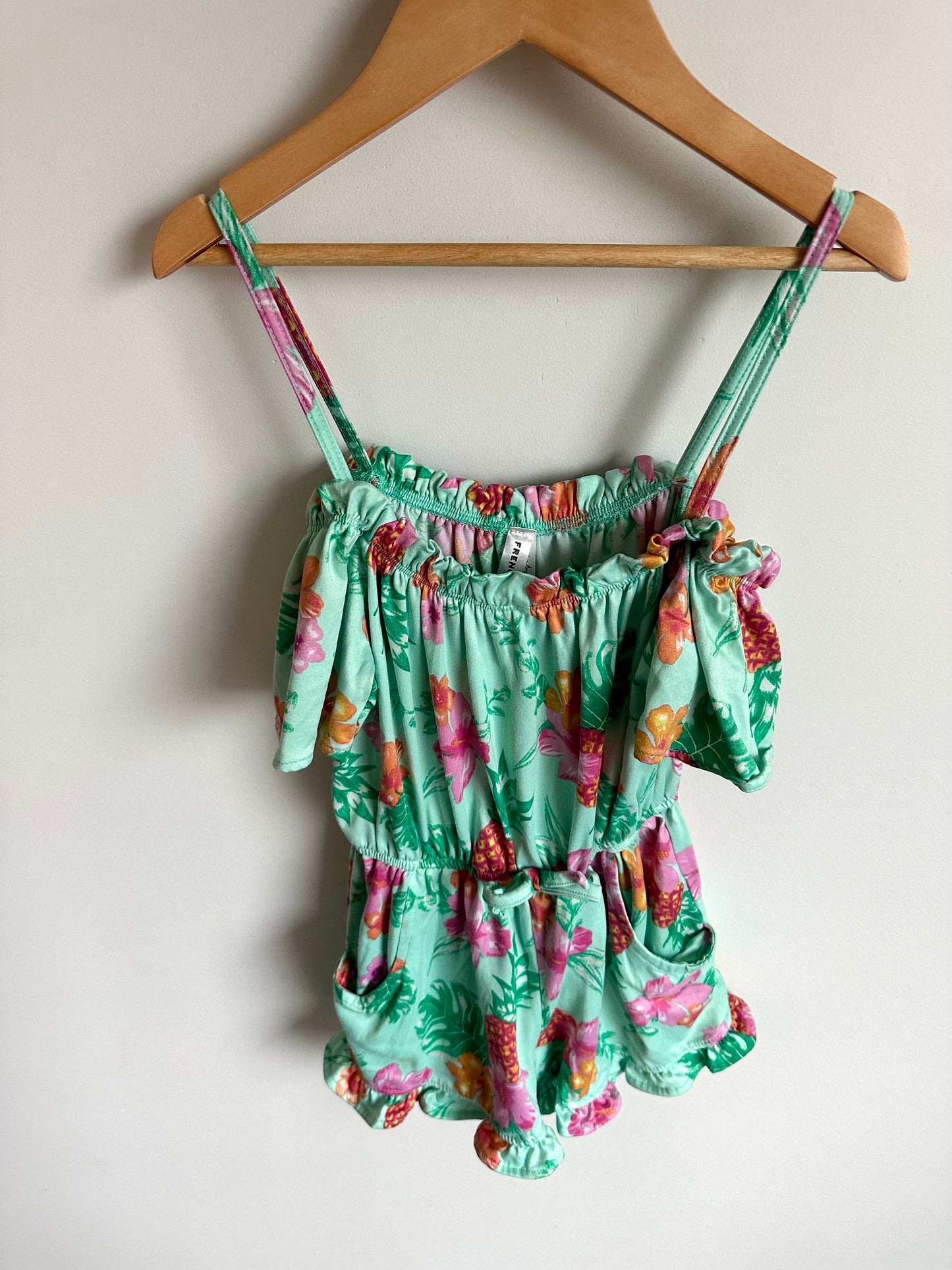 Turquoise Floral Romper / 10 years