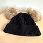 Black Knit Beanie with Removable Pom Poms / 2-3T