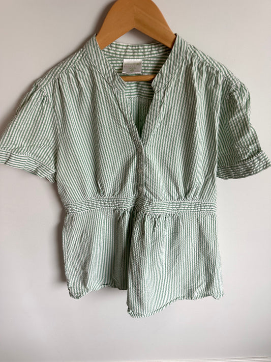 Green Striped Maternity Top / Medium
