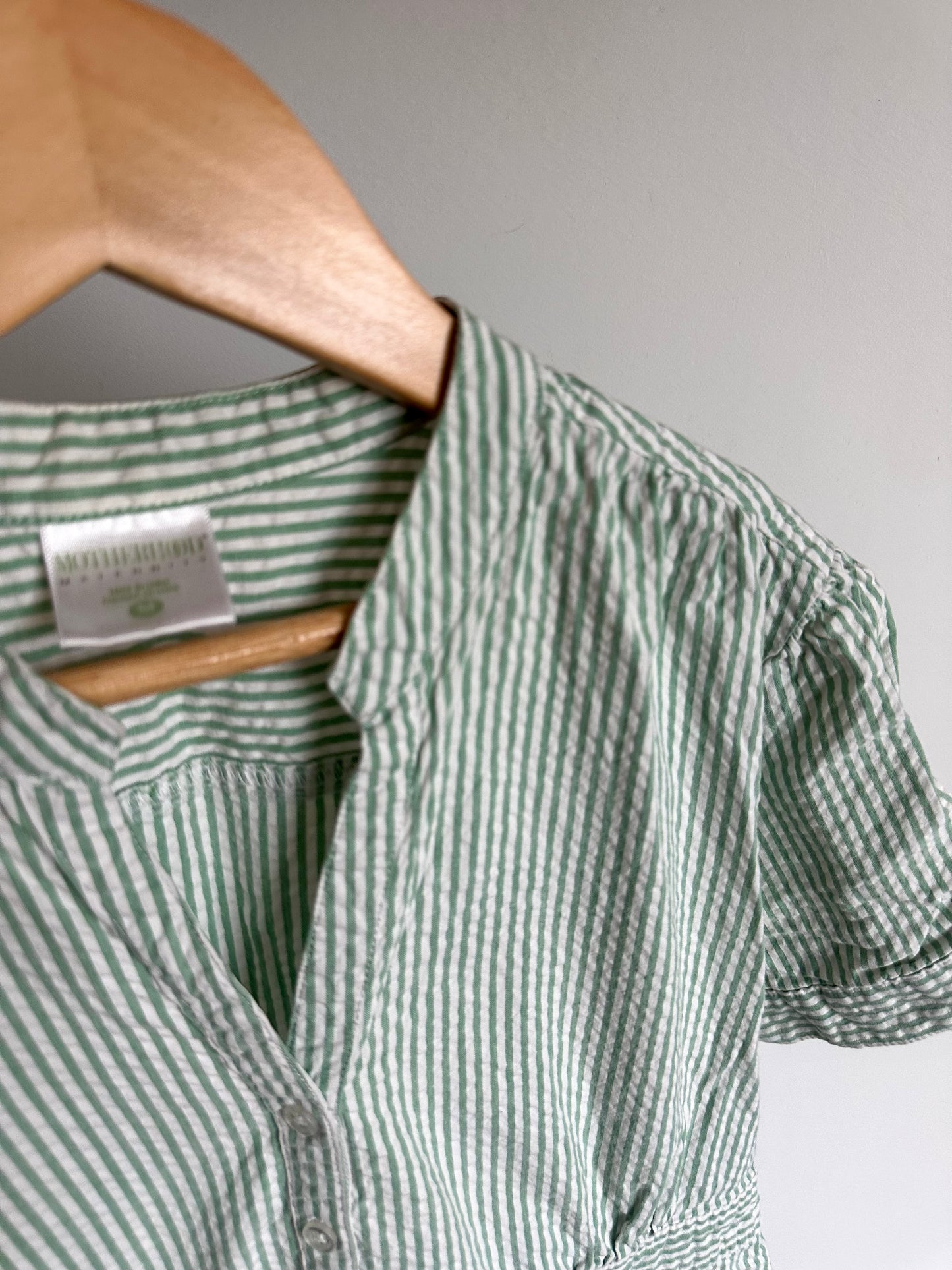 Green Striped Maternity Top / Medium