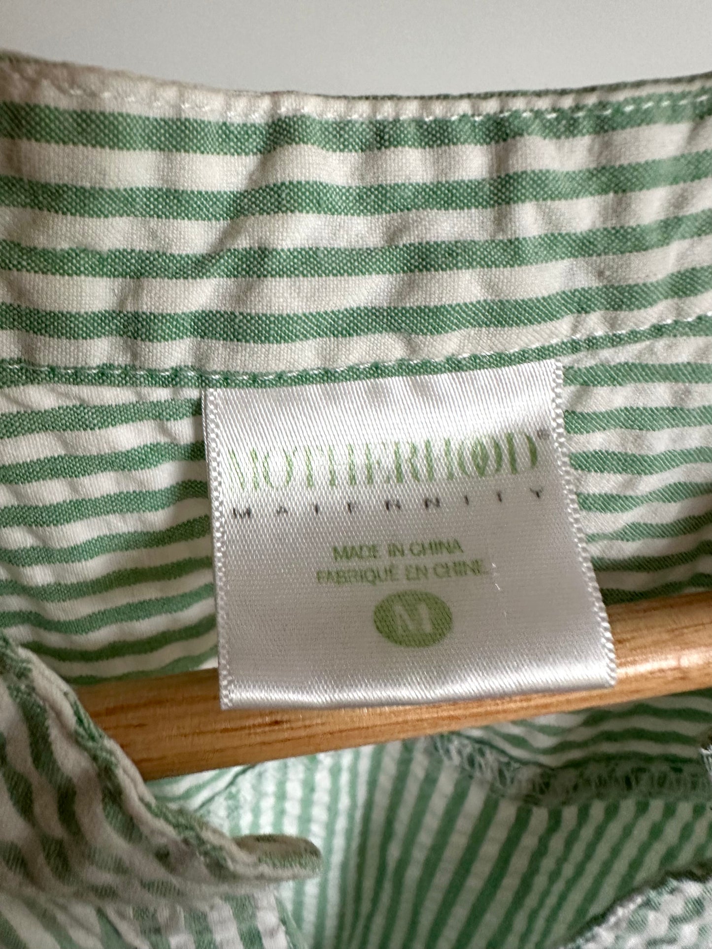 Green Striped Maternity Top / Medium