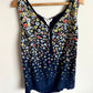Navy Floral Tank Top / Medium