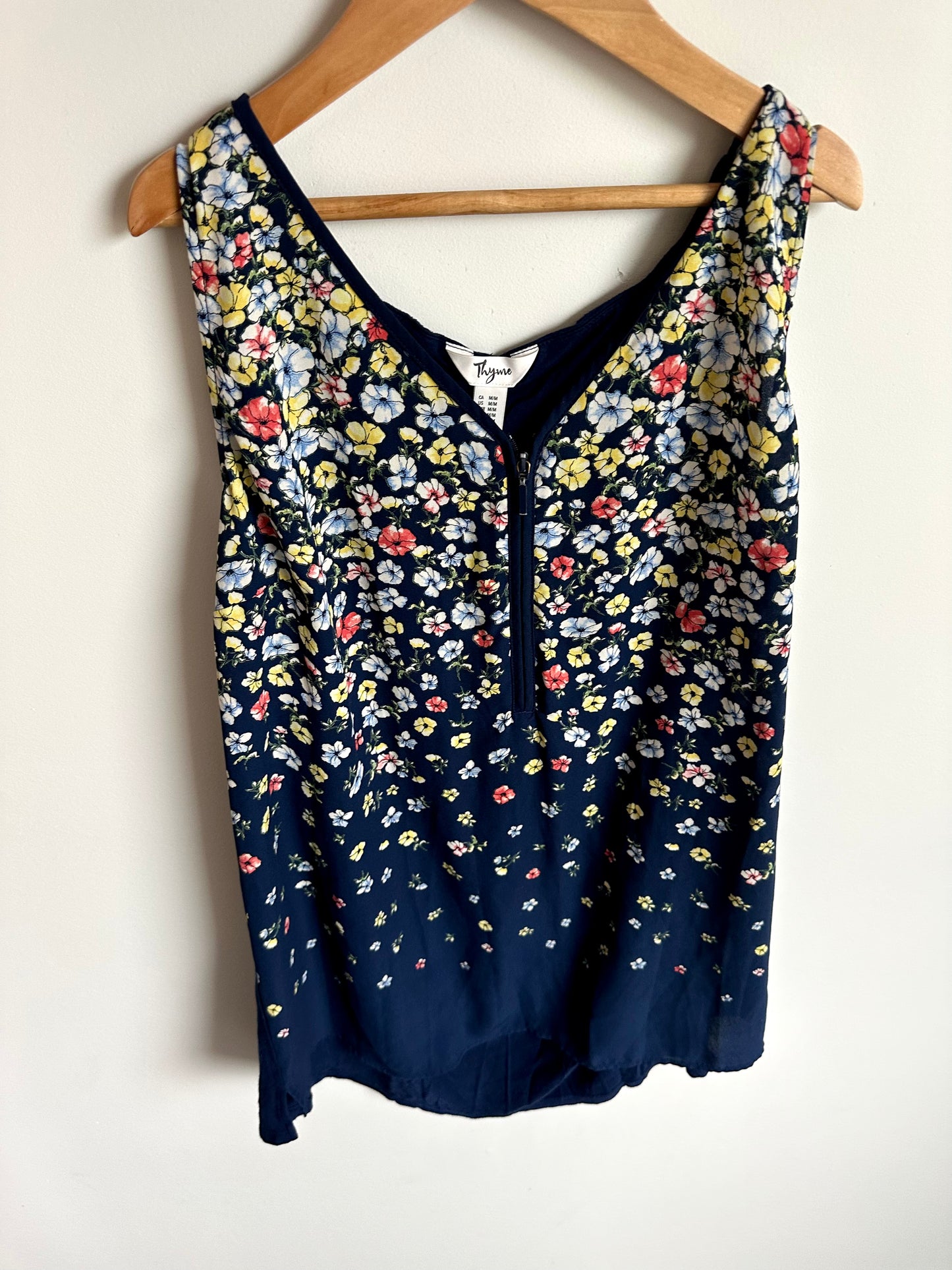 Navy Floral Tank Top / Medium